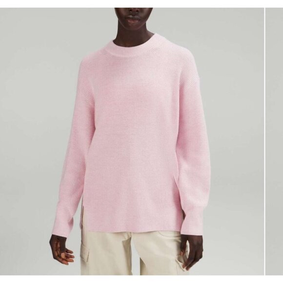 Lululemon merino wool blend ribbed sweater, pink, Size 8 D30 - Picture 1 of 7